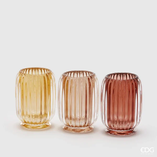 Conjunto 3 Porta-velas Listado Arredondado - EDG -12 cm4