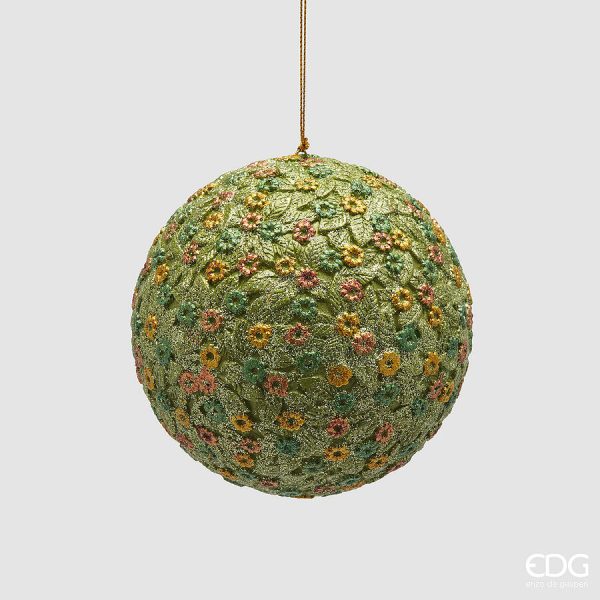 Bola de Natal Decoflor em Poliresina - Verde Claro - EDG- 10 cm