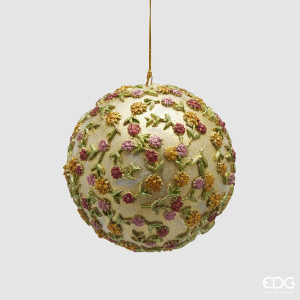 Bola de Natal Decoflor em Poliresina - Dourado - EDG- 10 cm