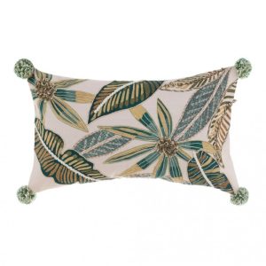 Almofada Retangular Folhas - BLANC MARICLO -100% ALGODÃO- 30x50 cm