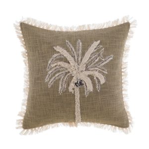 Almofada Quadrada Palmeira Neutra- BLANC MARICLO -100% ALGODÃO- 45x45 cm