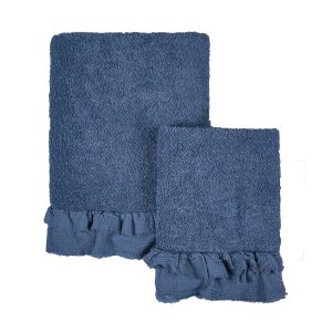 Conjunto de 2 Toalhas - BLANC MARICLO - Azul 100% ALGODÃO 450 G - 40X60+60X110