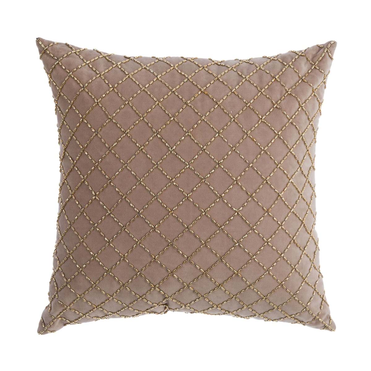 Almofada Bege com Missangas Douradas - BLANC MARICLO - 45x45