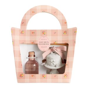 Coffret -Difusor de Fragrâncias 50 ml + Gesso Perfumado Gourmandises d'Été  - Macaron Framboise
